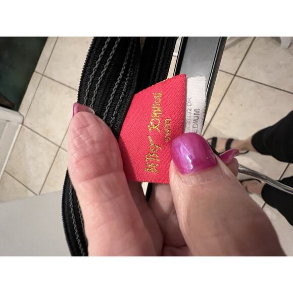 Betsey Johnson Blue Floral Two Piece High Waist Bottom Sz M Strapless Top Sz L - Picture 8 of 11